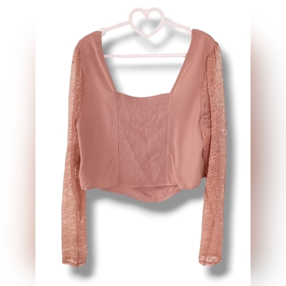 NWT Wild Fable Women' Long Sleeve Lace Bustier Top in Mauve  XXL - Picture 4 of 8